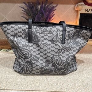 Michael Kors Black and Gray Paisley Tote